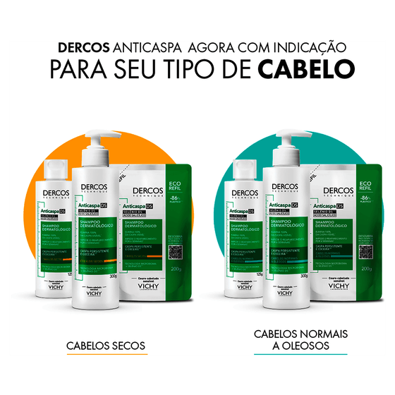 Vichy Dercos Shampoo Anticaspa DS Cabelos Normais e Oleosos 300g - Imagem 2